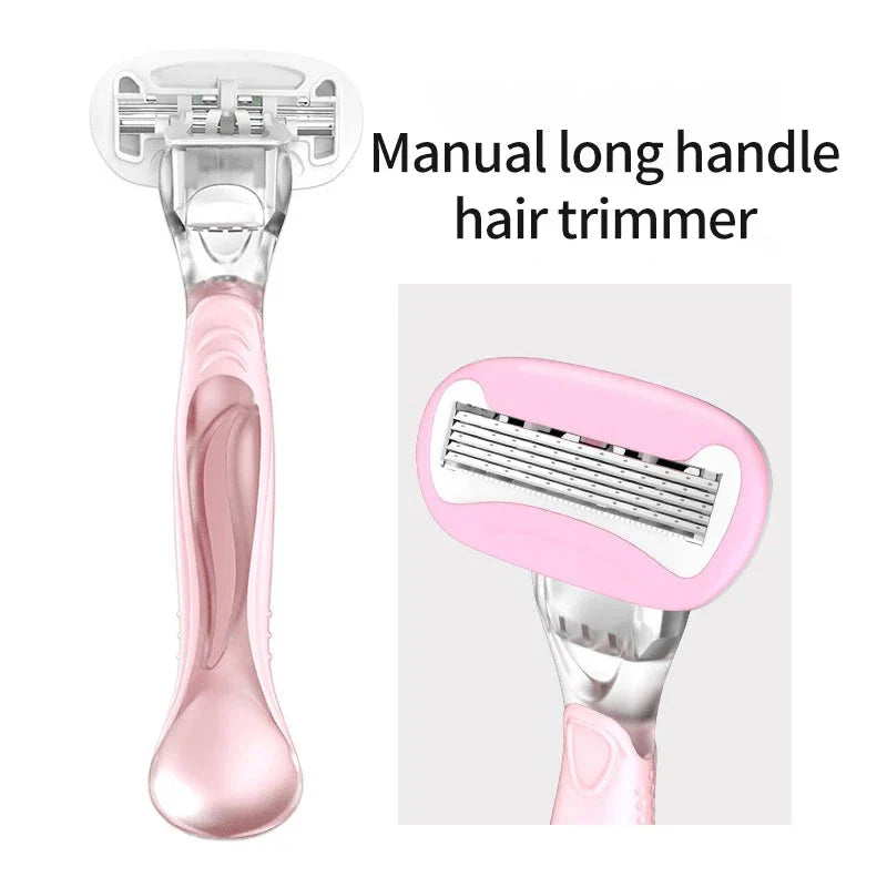 A 5-layer safety razor for women with a rotatable head and ergonomic rubber handle for a smooth, comfortable shave