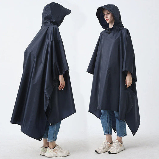 A durable and versatile rain poncho that transforms into a camping mat or cycling cover, perfect for outdoor adventures.