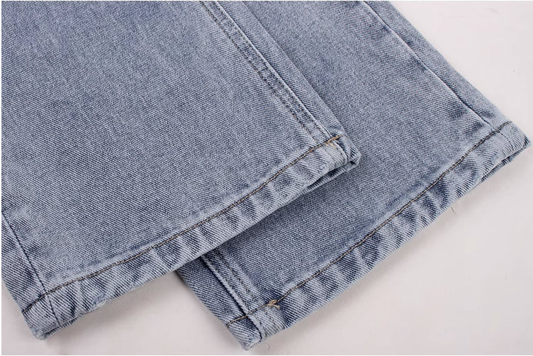 American retro casual light blue slimming high waist straight jeans