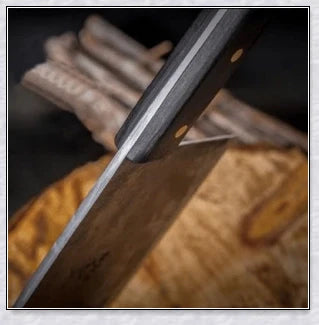 Hand-forged Serbian Butcher Knife with high-carbon steel blade, perfect for chopping, slicing, and hacking through vegetables, meats, and even wood.