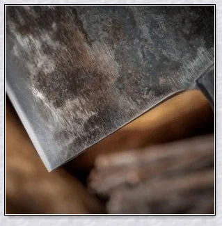 Hand-forged Serbian Butcher Knife with high-carbon steel blade, perfect for chopping, slicing, and hacking through vegetables, meats, and even wood.