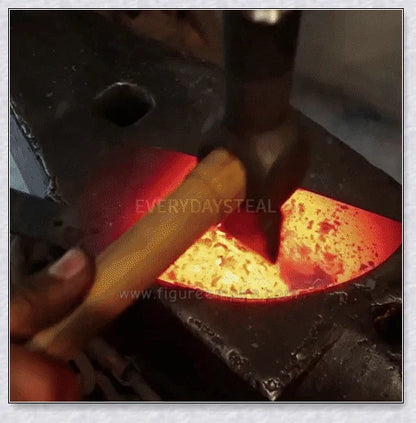Hand-forged Serbian Butcher Knife with high-carbon steel blade, perfect for chopping, slicing, and hacking through vegetables, meats, and even wood.
