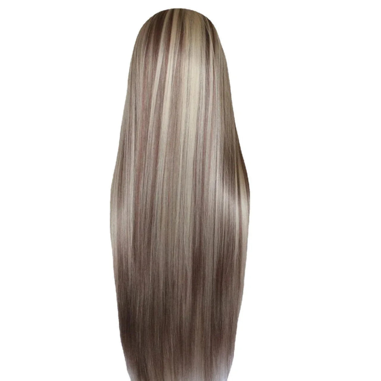 High-temperature fibre long straight hair front lace gradient colour wig for women