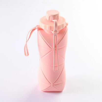 Folding silicone water bottle in various colours, perfect for outdoor activities like hiking, camping, and cycling