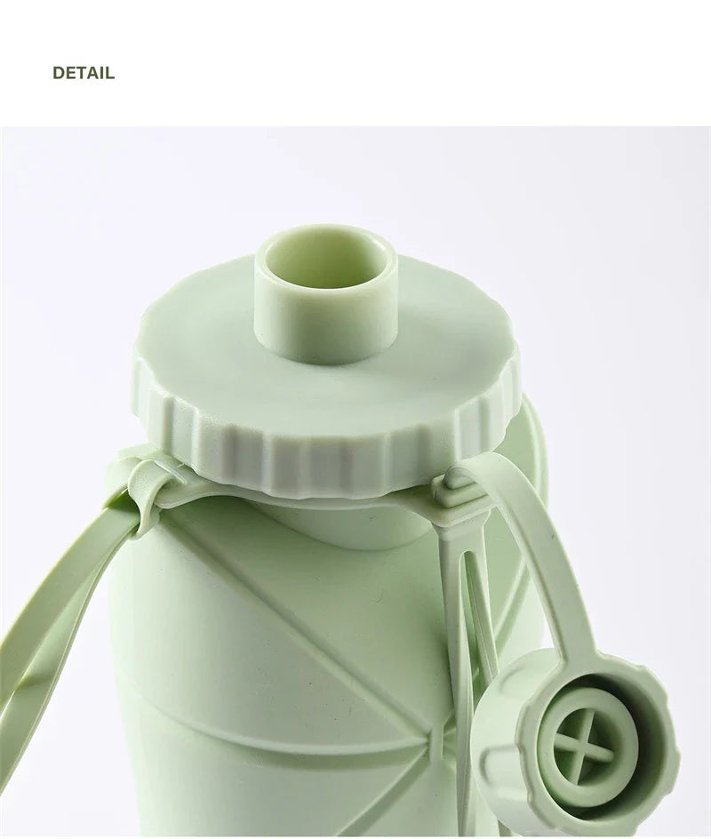 Folding silicone water bottle in various colours, perfect for outdoor activities like hiking, camping, and cycling