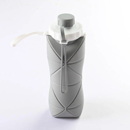 Folding silicone water bottle in various colours, perfect for outdoor activities like hiking, camping, and cycling