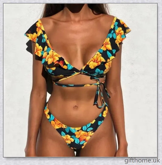 A premium polyester swimsuit with a brief, wavy design and gradient stripes for a chic, on-trend beach look