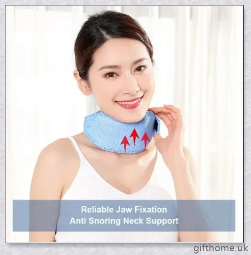 Anti Snoring Chin Strap for Adults, comfortable sleep apnea support device with breathable mesh material and Velcro fasteners