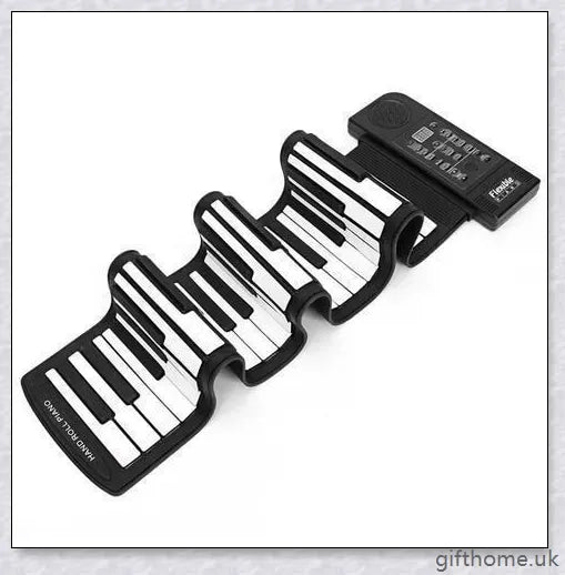 Portable electric piano with 88 or 61 keys, high-quality sound, and a compact, rollup design for easy transport