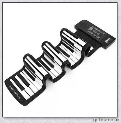 Portable electric piano with 88 or 61 keys, high-quality sound, and a compact, rollup design for easy transport
