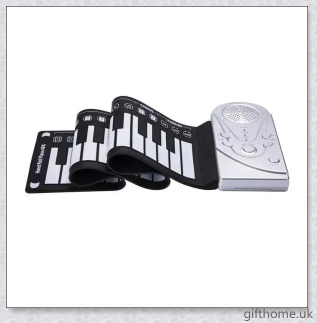 Portable electric piano with 88 or 61 keys, high-quality sound, and a compact, rollup design for easy transport
