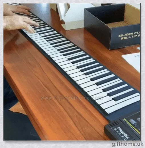 Portable electric piano with 88 or 61 keys, high-quality sound, and a compact, rollup design for easy transport