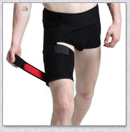 Premium hip stabilizer and thigh brace for injury recovery, featuring non-slip design and improved circulation for enhanced mobility and pain relief.