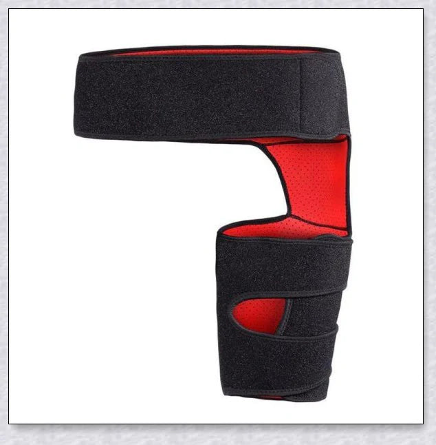 Premium hip stabilizer and thigh brace for injury recovery, featuring non-slip design and improved circulation for enhanced mobility and pain relief.