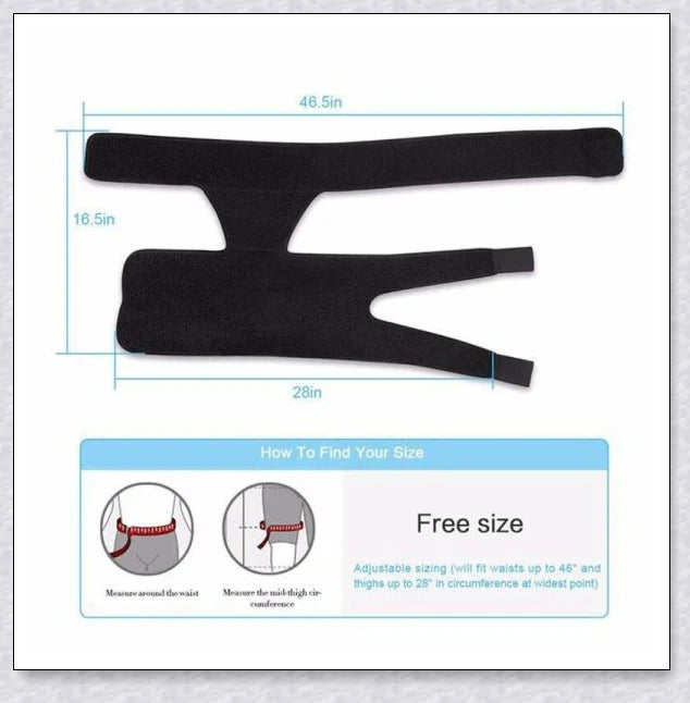 Premium hip stabilizer and thigh brace for injury recovery, featuring non-slip design and improved circulation for enhanced mobility and pain relief.