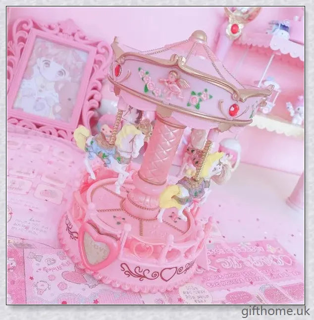Carousel Music Box with Elegant Figurines and Soft Lighting, Crafted with Premium Materials for a Mesmerising Musical Experience