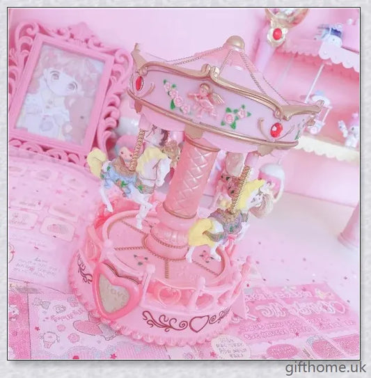 Carousel Music Box with Elegant Figurines and Soft Lighting, Crafted with Premium Materials for a Mesmerising Musical Experience