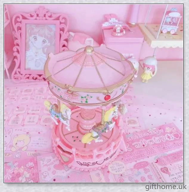 Carousel Music Box with Elegant Figurines and Soft Lighting, Crafted with Premium Materials for a Mesmerising Musical Experience