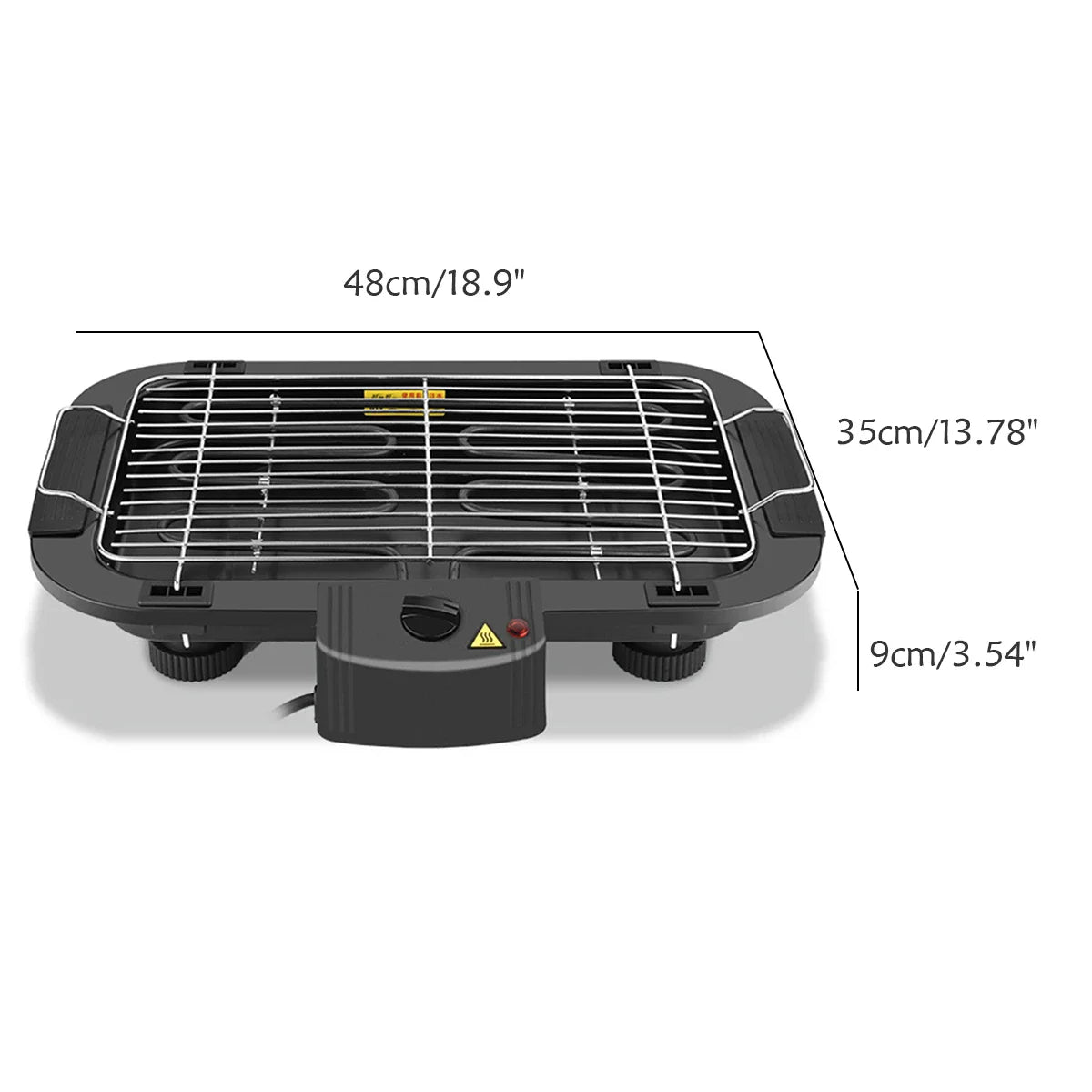 European Standard Smokeless Electric Barbecue Grill with sleek black finish and wave-shaped grill plate