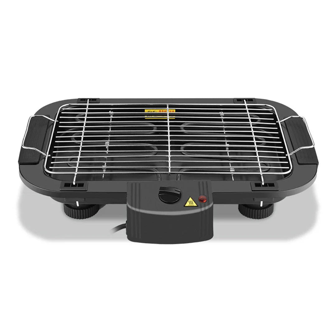 European Standard Smokeless Electric Barbecue Grill with sleek black finish and wave-shaped grill plate
