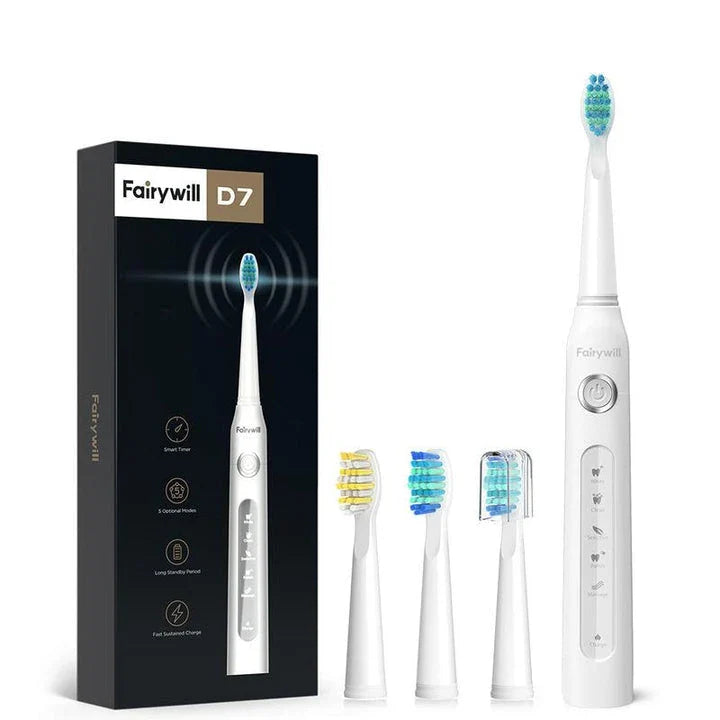 Electric Sonic Toothbrush with 4 Brush Heads - Waterproof, Powerful Cleaning & Rechargeable