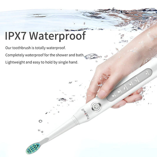 Electric Sonic Toothbrush with 4 Brush Heads - Waterproof, Powerful Cleaning & Rechargeable