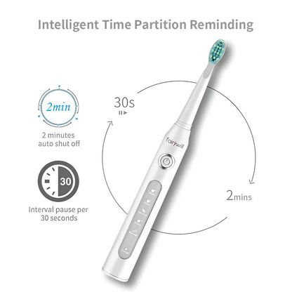Electric Sonic Toothbrush with 4 Brush Heads - Waterproof, Powerful Cleaning & Rechargeable