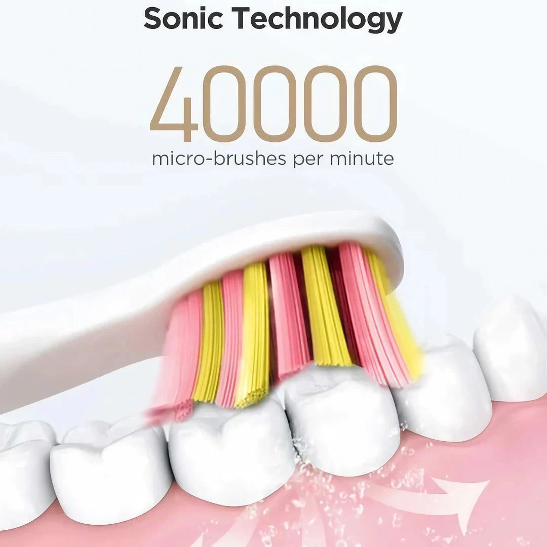 Electric Sonic Toothbrush with 4 Brush Heads - Waterproof, Powerful Cleaning & Rechargeable