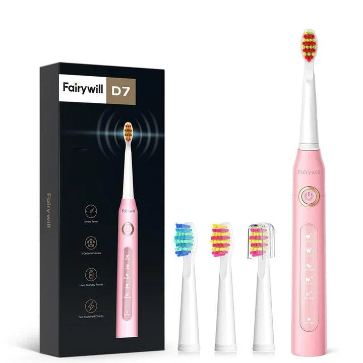 Electric Sonic Toothbrush with 4 Brush Heads - Waterproof, Powerful Cleaning & Rechargeable