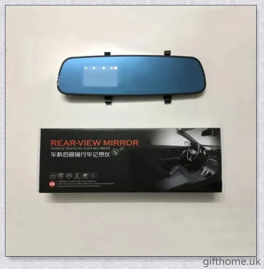 1080P HD Rearview Mirror Driving Recorder with motion detection, collision sensors, and a broad 100-degree lens angle for comprehensive in-car security