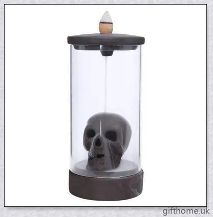 Backflow LED Skull Incense Burner with mesmerising smoke display and colour-changing lights, perfect for Halloween and Gothic-inspired home decor