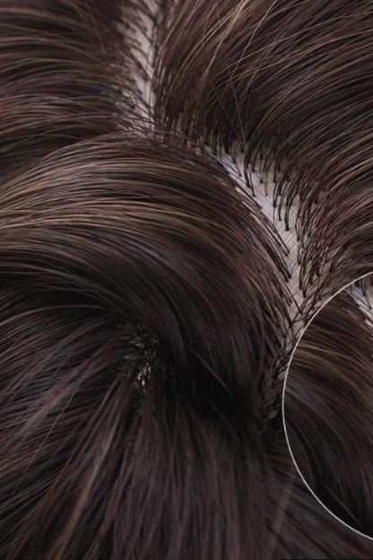 Elegant wave full-machine synthetic wig in a stunning purple and grey ombré colour, with a 26-inch length for a dramatic, full-bodied style.