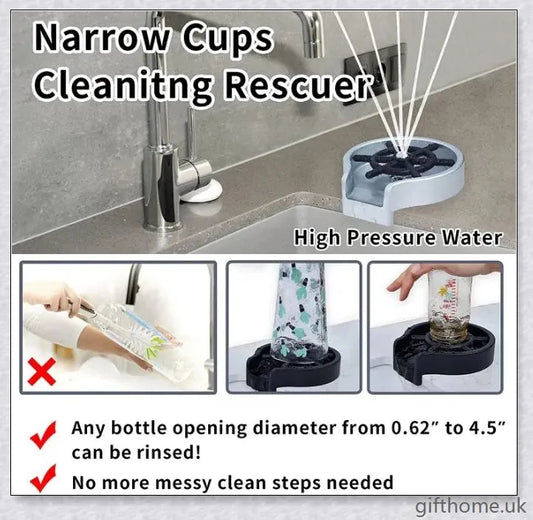 Enovo Glass Rinser for Sink - Automatic Glass Washer for Kitchen and Bar, Powerful Water Jets for Thorough Cleaning