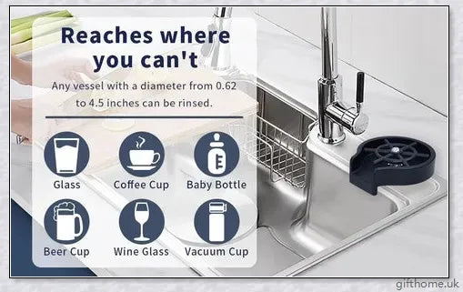 Enovo Glass Rinser for Sink - Automatic Glass Washer for Kitchen and Bar, Powerful Water Jets for Thorough Cleaning
