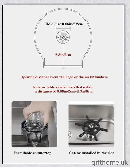 Enovo Glass Rinser for Sink - Automatic Glass Washer for Kitchen and Bar, Powerful Water Jets for Thorough Cleaning