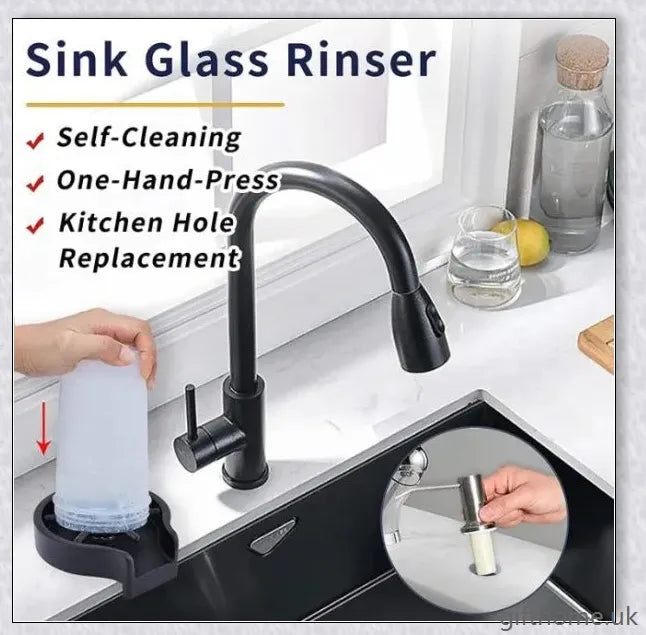 Enovo Glass Rinser for Sink - Automatic Glass Washer for Kitchen and Bar, Powerful Water Jets for Thorough Cleaning