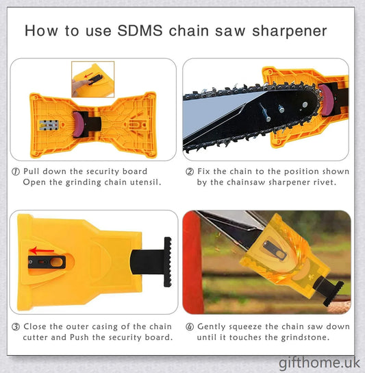 A compact and lightweight chainsaw teeth sharpener with a protective case and high-quality whetstone for quickly restoring the cutting edge of your chainsaw.