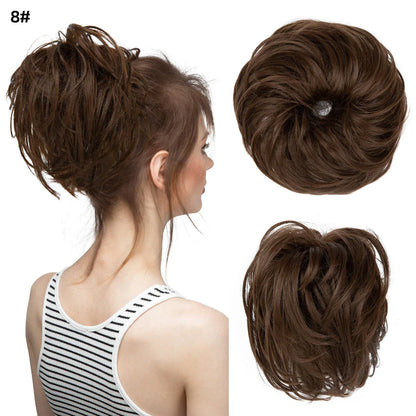 Bud Bun Artificial Hair Bun - Natural Fluffy Long Beard Curly Hair Bun Lazy Updo Chignon