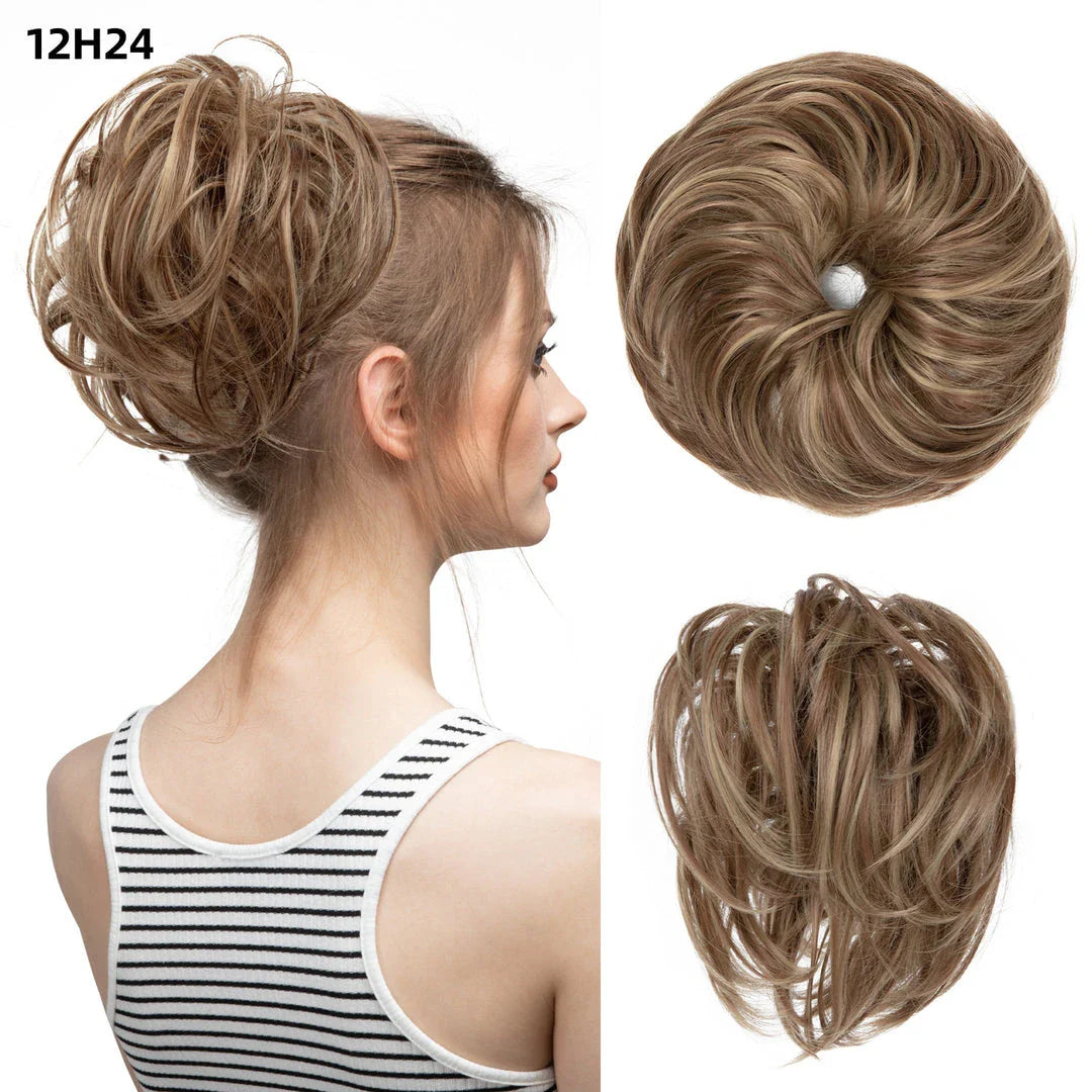 Bud Bun Artificial Hair Bun - Natural Fluffy Long Beard Curly Hair Bun Lazy Updo Chignon