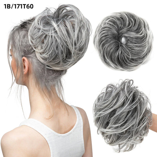 Bud Bun Artificial Hair Bun - Natural Fluffy Long Beard Curly Hair Bun Lazy Updo Chignon