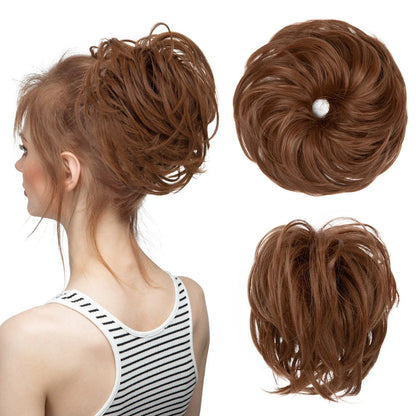 Bud Bun Artificial Hair Bun - Natural Fluffy Long Beard Curly Hair Bun Lazy Updo Chignon