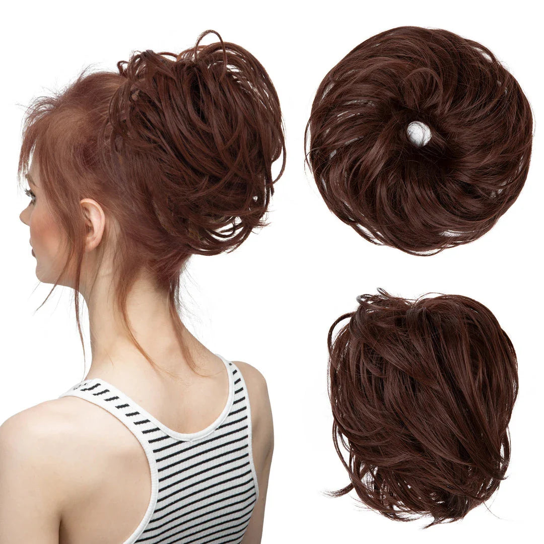 Bud Bun Artificial Hair Bun - Natural Fluffy Long Beard Curly Hair Bun Lazy Updo Chignon