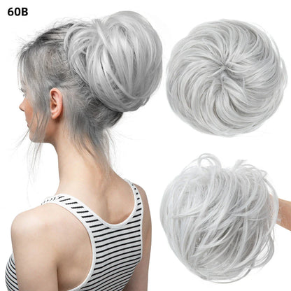 Bud Bun Artificial Hair Bun - Natural Fluffy Long Beard Curly Hair Bun Lazy Updo Chignon