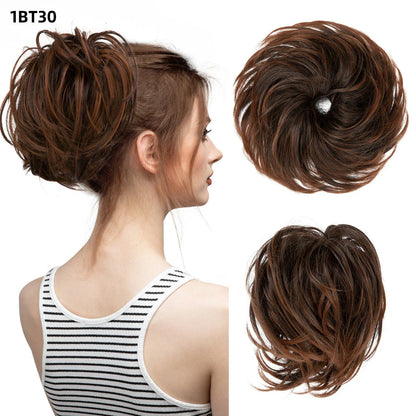 Bud Bun Artificial Hair Bun - Natural Fluffy Long Beard Curly Hair Bun Lazy Updo Chignon