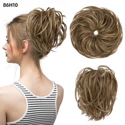 Bud Bun Artificial Hair Bun - Natural Fluffy Long Beard Curly Hair Bun Lazy Updo Chignon