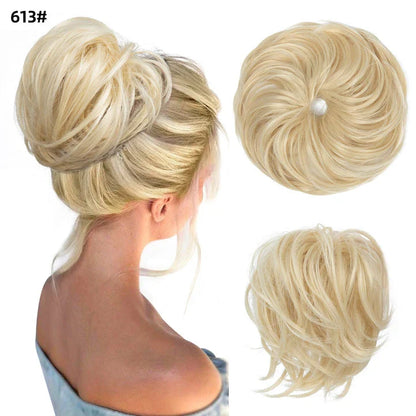 Bud Bun Artificial Hair Bun - Natural Fluffy Long Beard Curly Hair Bun Lazy Updo Chignon