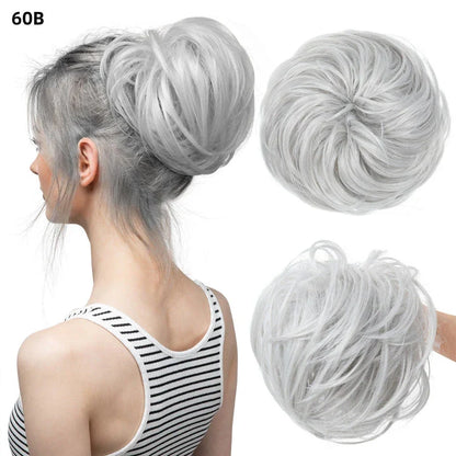 Bud Bun Artificial Hair Bun - Natural Fluffy Long Beard Curly Hair Bun Lazy Updo Chignon