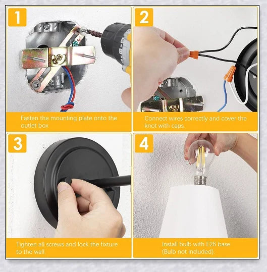 A modern, black and white wireless wall lamp with a fabric shade, providing elegant lighting for a living room or bedroom.