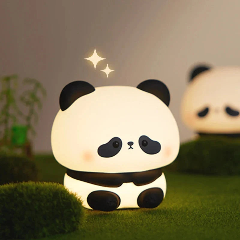 Adorable USB rechargeable panda LED night light with touch control and adjustable colours