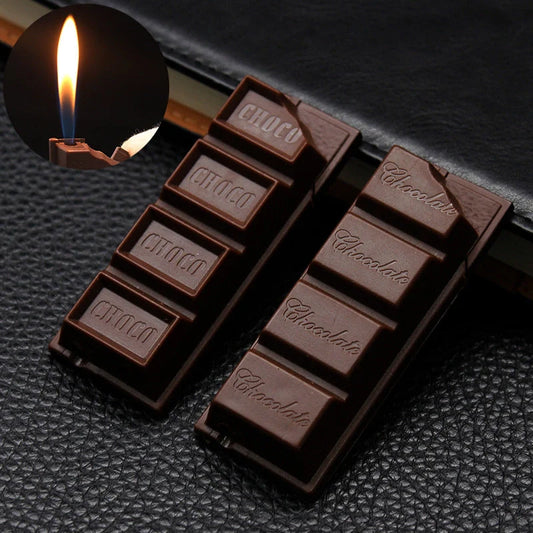 Chocolate-shaped torch lighter with bright colours and butane refill